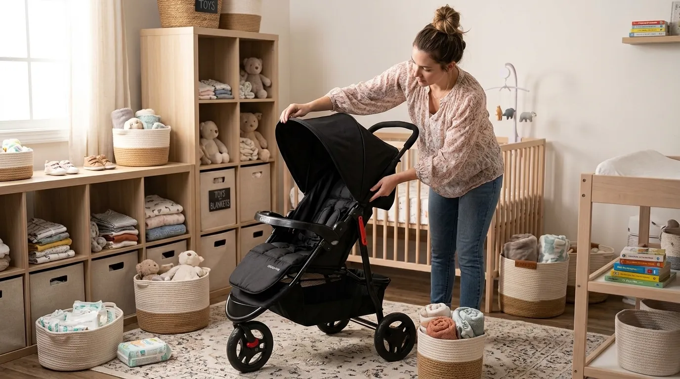 Carrinho de bebê prático para mães organizadas