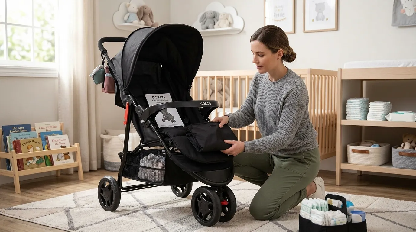 Carrinho Cosco Kids Toffy com capota ampla e cinto de segurança